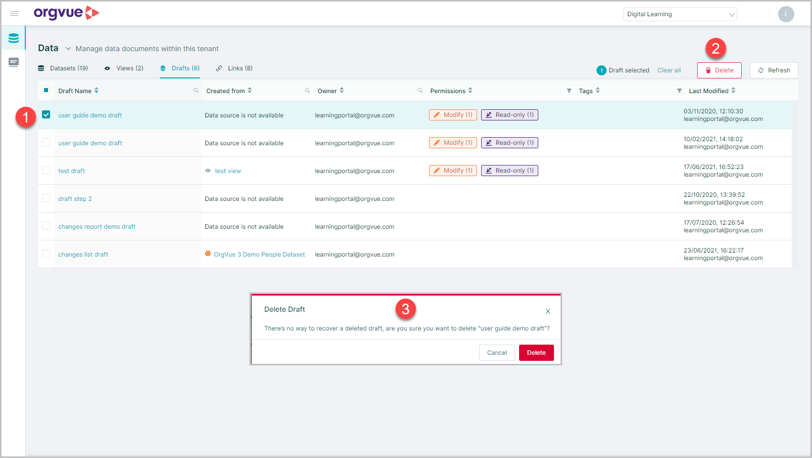 Drafts | Orgvue Settings User Guide
