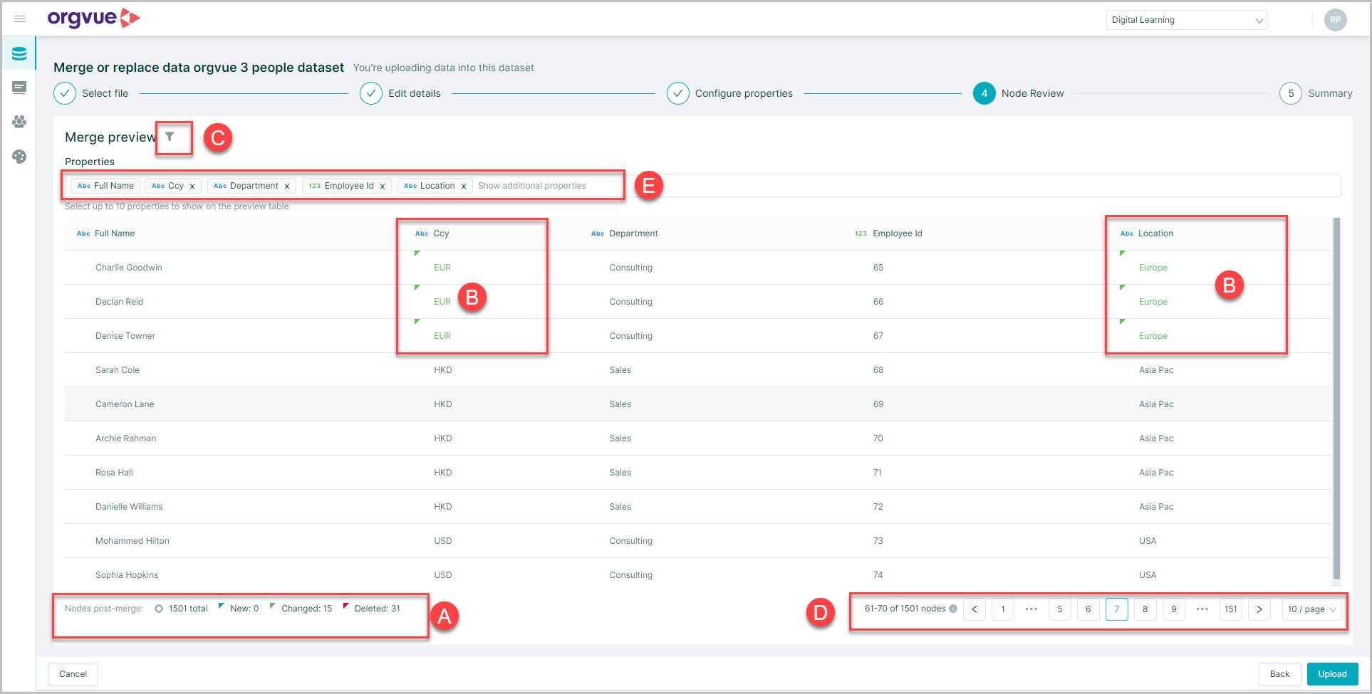 Merge or Replace Dataset | Orgvue Settings User Guide